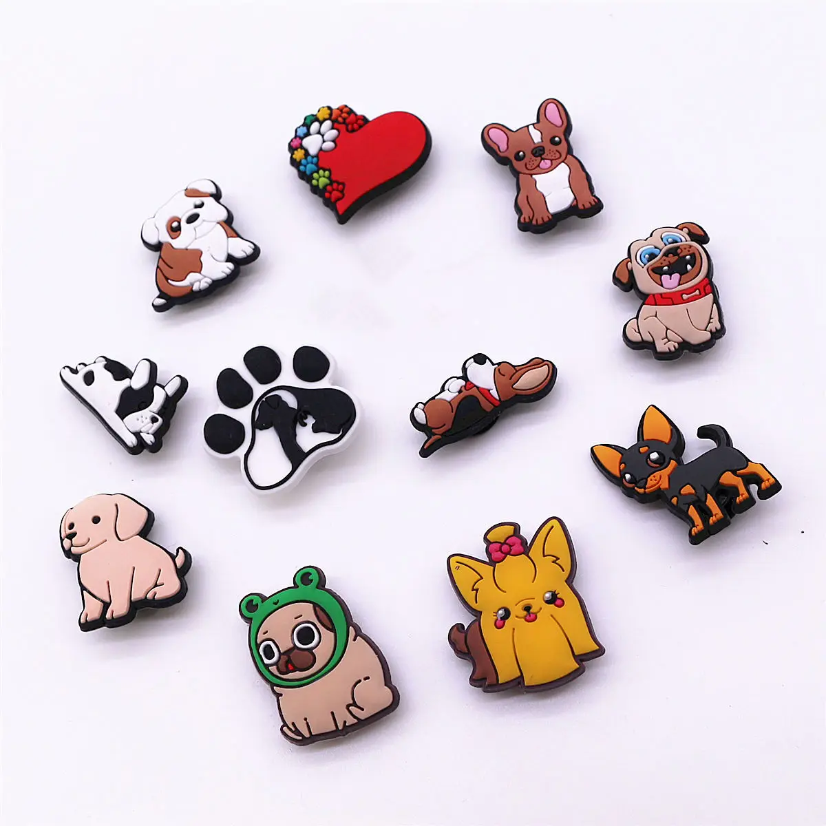 Lovely Dog PVC Shoe Charms Decorations Cute Sleeping Puppy Bulldog Sandals Upper Accessories Pins Clog Clips Kids Gifts 1pcs shoe charms,shoe decorations