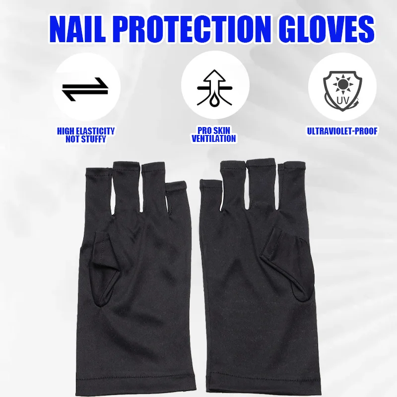 

1/2Pair Anti UV Radiation Protection Gloves LED Lamp Nail UV Protection Glove Nail Art Gel Nail Dryer Light Nail Art Equipment