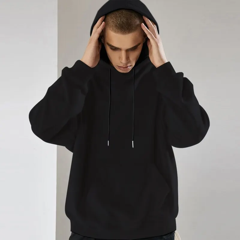 Men's All-In-One Hooded Solid Color Classic Sports Casual Crewneck Pullover Long-Sleeved Hoodie solid color hoodies