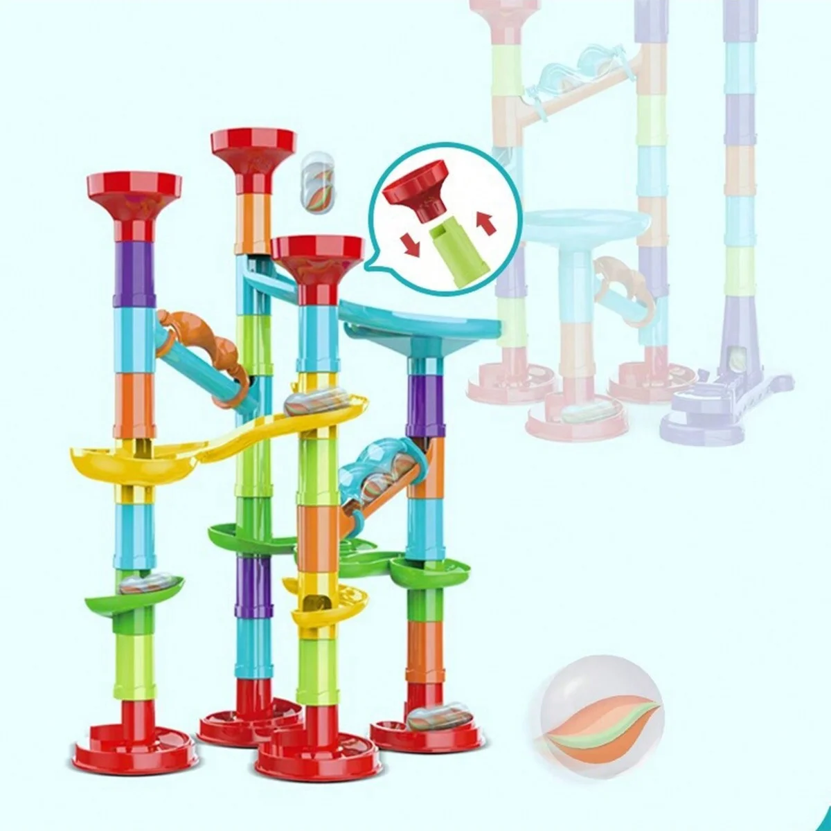 45/76/93/113 PCS Building Blocks Set Educational Construction Toy with Spiral Slide & Tracks, Creative Learning Games for Kids