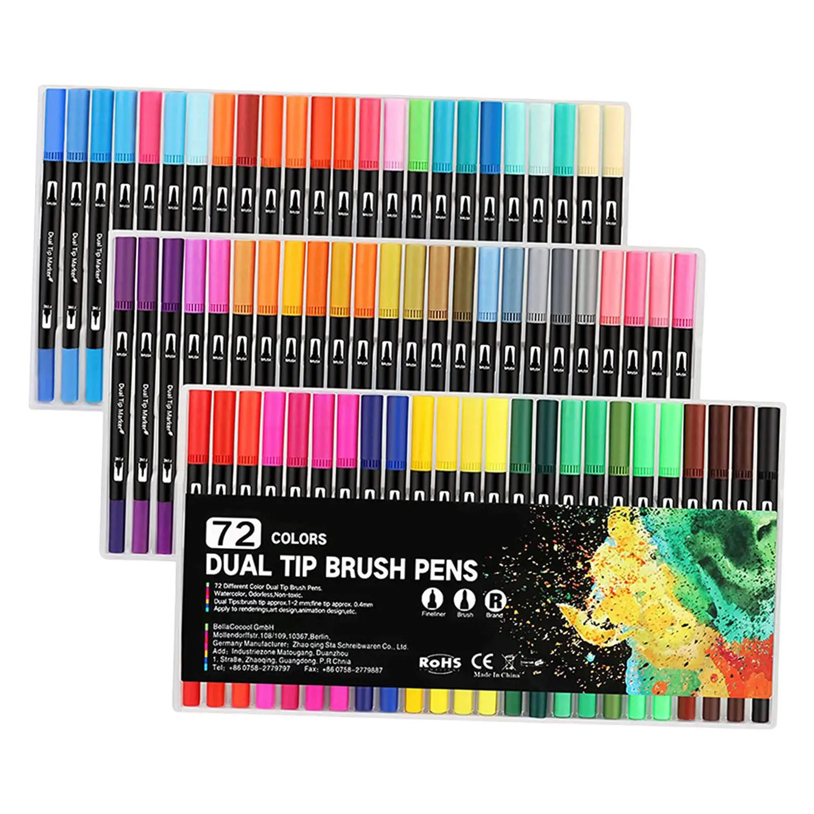 

72 Colors Watercolor Accs Water based Markers ABS Set Smooth Art Dual Tip Brush Pens for Coloring Artist Scrapbook Journaling