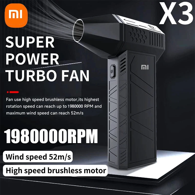 Xiaomi X3 Violent Blower Mini Turbo Jet Fan Handheld 3nd Generation Brushless Motor 198,0000 RPM Wind Speed 52m/s Duct Fans