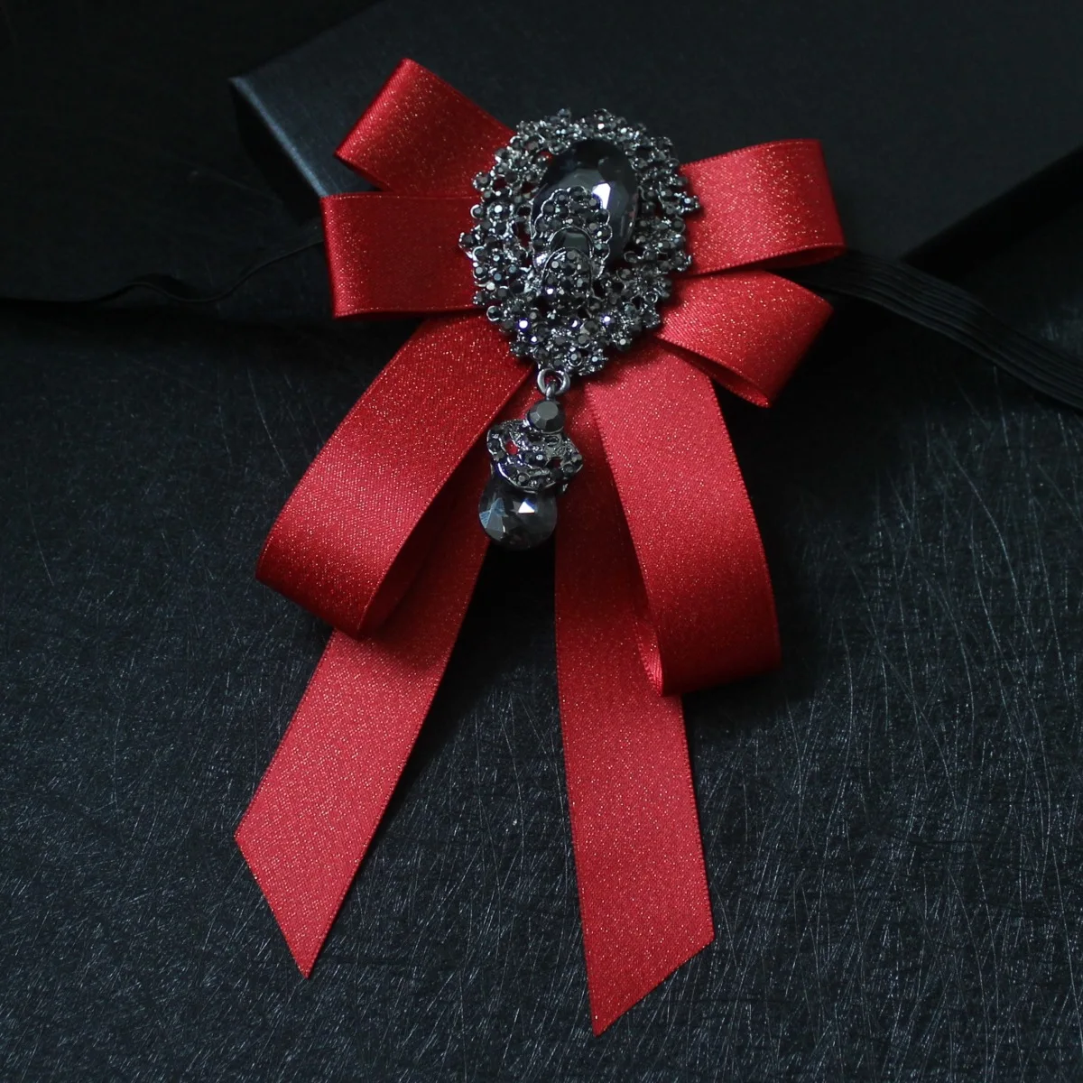 British Men Women Silk Satin Bow Tie Cravat Luxury Groom Necktie Business Wedding Party Alloy Crystal Rhinestone