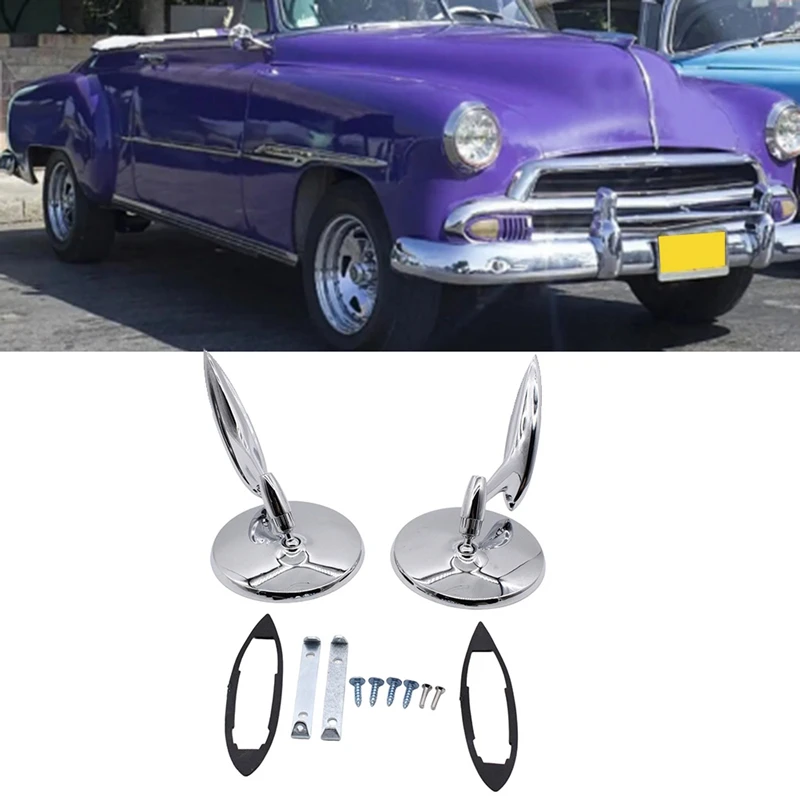Au04 -Car Round Bowtie Esterno Specchietti Retrovisori Accessorio Base A Coste Per Nova 1962-1965 Chevelle 1964-1965 Impala 1963-1964
