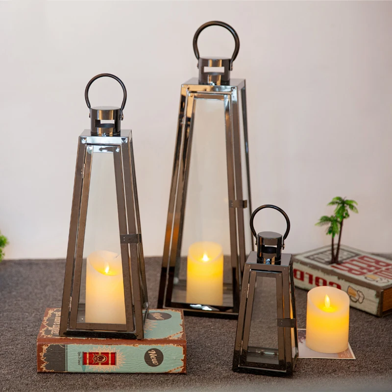 

European Style Lantern Candle Holders Vintage Unique Stainless House Candle Holders Floor Hochzeit Tischdeko Decoration Home