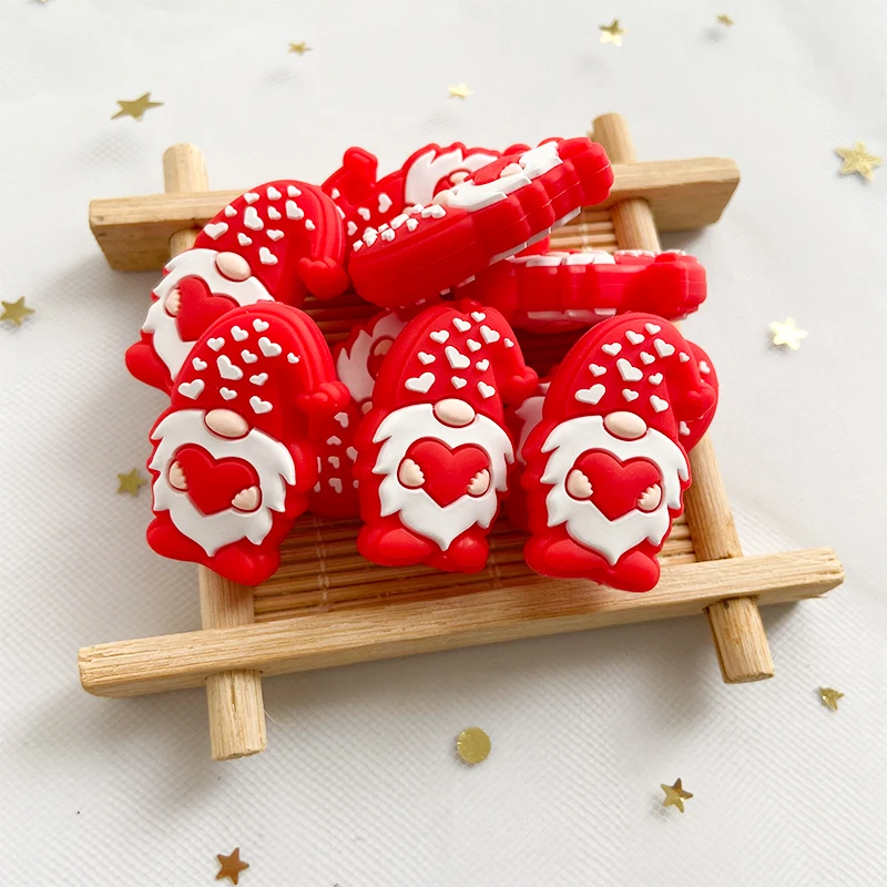 10pcs New Baby Silicone Valentine Beads Food Grade Chewing Teeth Beads DIY Pacifier Necklace Accessories