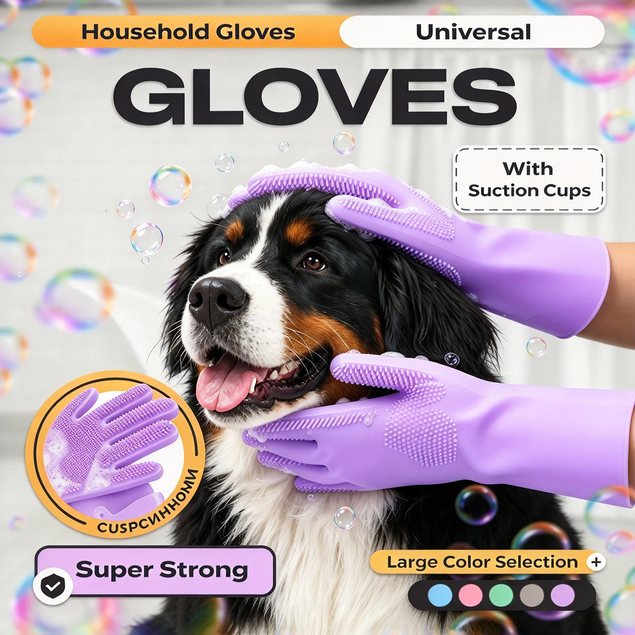 Multi-Functional Silicone Pet Grooming and Cleaning Gloves