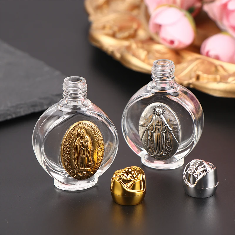 1Pc Holy Water Jesus Bottle Religious Cross Bottle Christian Virgin Sculpture Holy Water