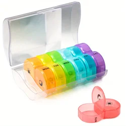 Weekly AM/PM Large Travel Pill Organizer - Daily Medicine and Vitamin Container Gift (Transparent)