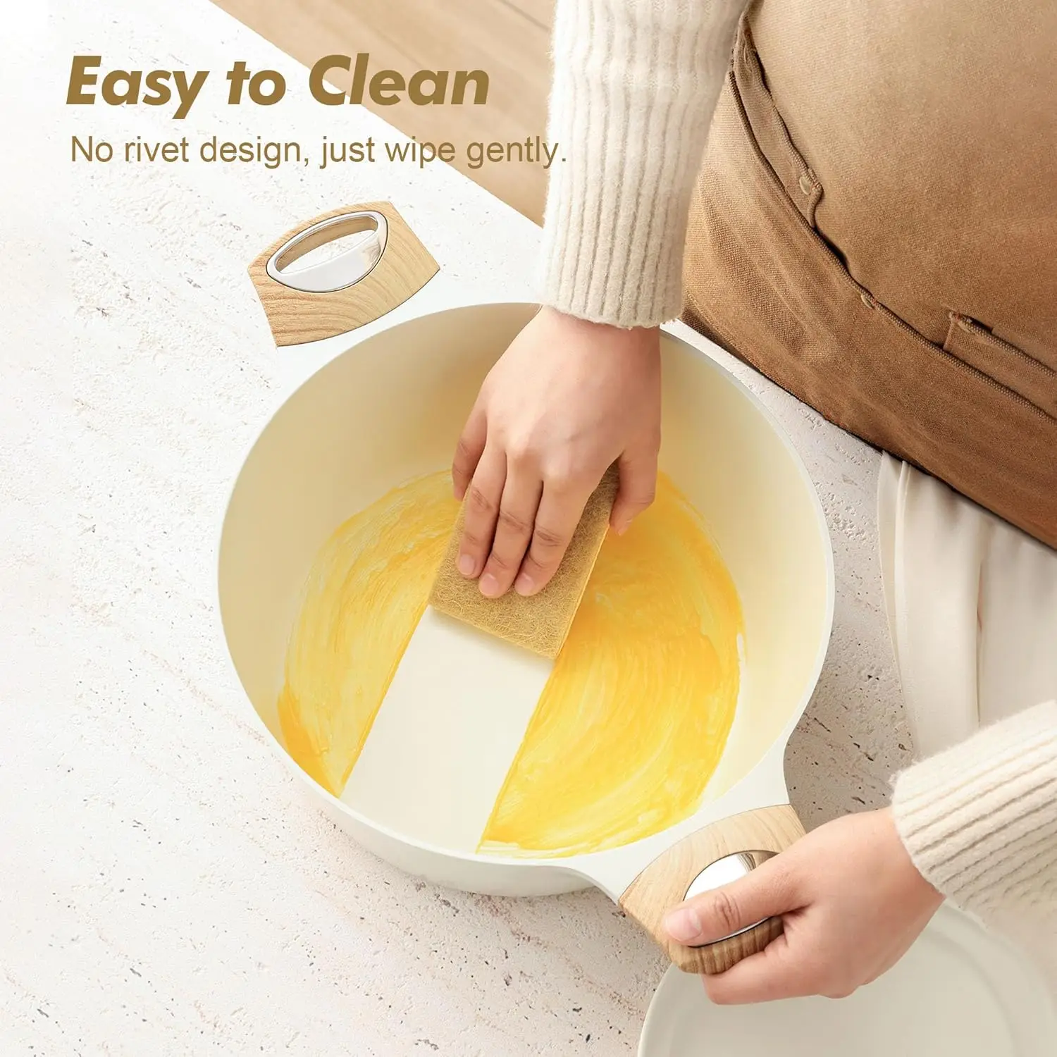 Ceramic Nonstick Stock Pot with Lid, 2.6/4.5/6.6/8.5 QT Soup Pot Casserole Pot, Non-toxic Healthy Pasta Pot, Large Cook 4