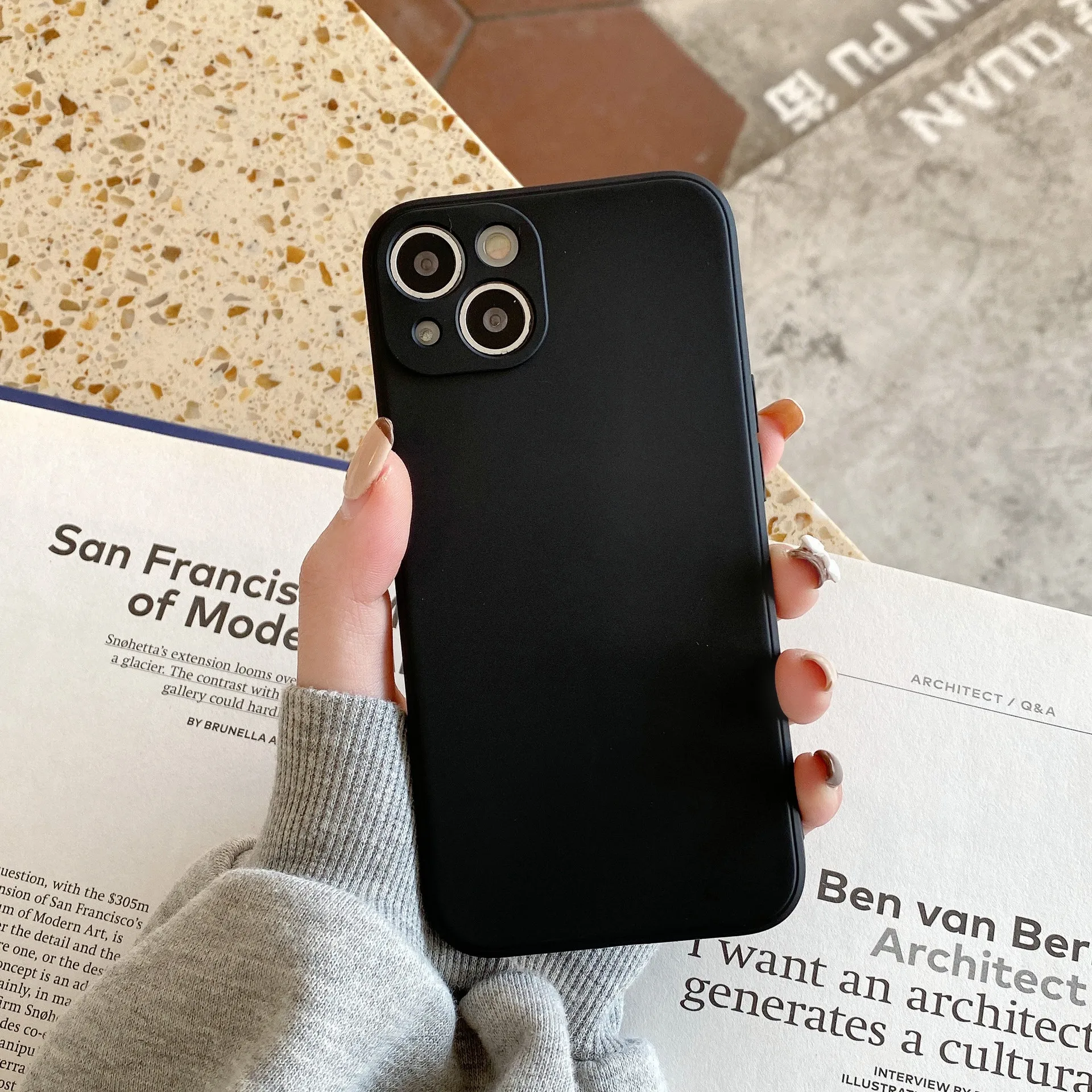 스트레이트 에지 모조 액체 실리콘 전화 쉘 케이스, 낙하 방지 보호 커버, Apple iPhone 12 Pro Max용