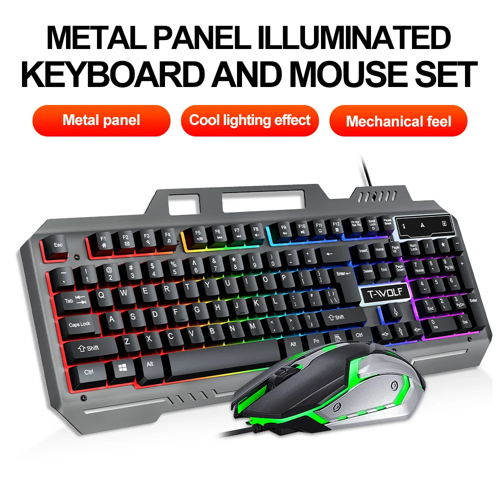 2025 Game Exclusive Electronic Sports Keyboard And Mouse Set USB Wired Interface RGB Light Effect Keyboard Ergonomic Wheel Mouse