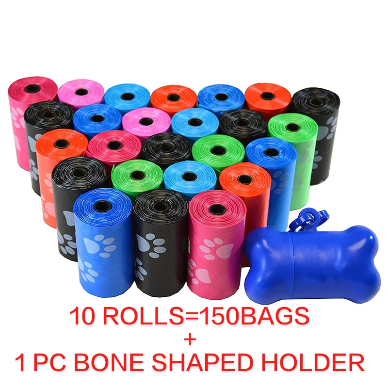 

10 Rolls(150Bags) Pet Poop Bags Disposable Dog Waste Bags 15 Bags/ Roll Large Cat Waste Bags Doggie Outdoor Clean