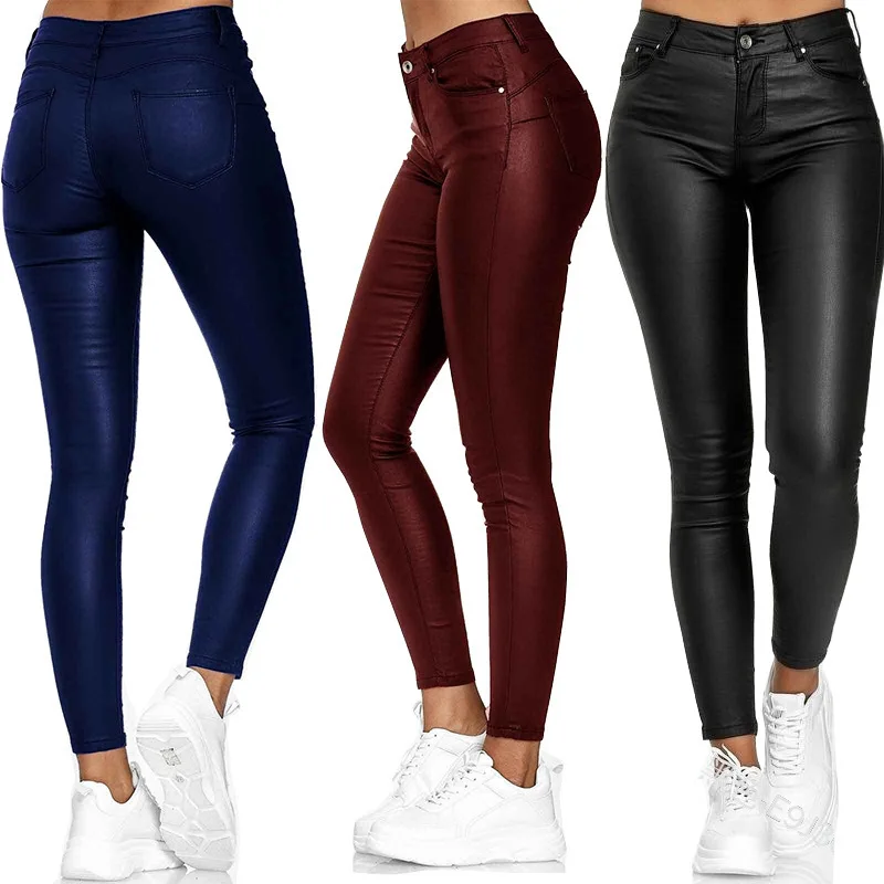 

Tilorraine 2023 new popular European and American women's casual pants Leggings PU leather pants fall fashion