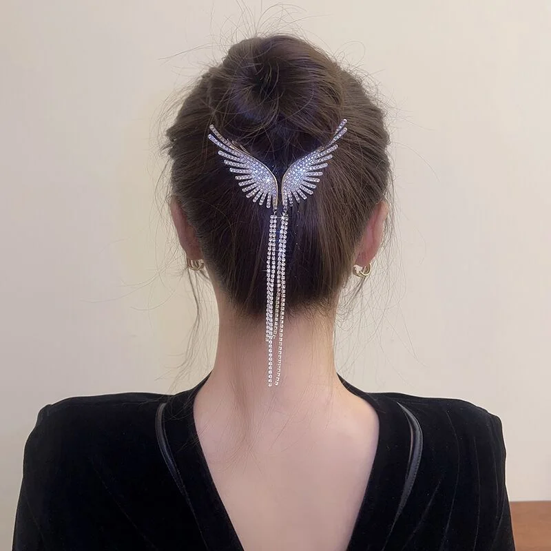 Fashion Butterfly Tassel Hair clips for women crystal Wings Hair Claw Elegant Ponytail Buckle Coiffure fixer Hair Accessories