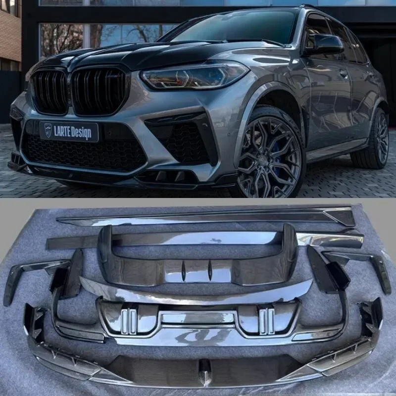 

For BMW X5M F95 2019-2022 High Quality Real Carbon Fiber Front Bumper Lip Rear Diffuser Side Skirts Trunk Spoiler Full Body Kit