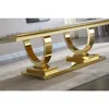 Marble Top Coffee Table, Rectangular Living Room Table Marble Cocktail Table Mirrored Stainless Steel U-Base, Sofa Coffee Table 4