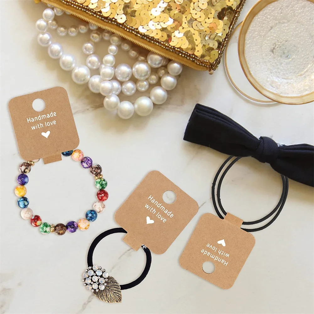 50 stücke selbst klebende faltbare Display-Karte Halskette Armband Schmuck hängen Preis schild für kleine Unternehmen Schmuck Display-Verpackung – Detail 5