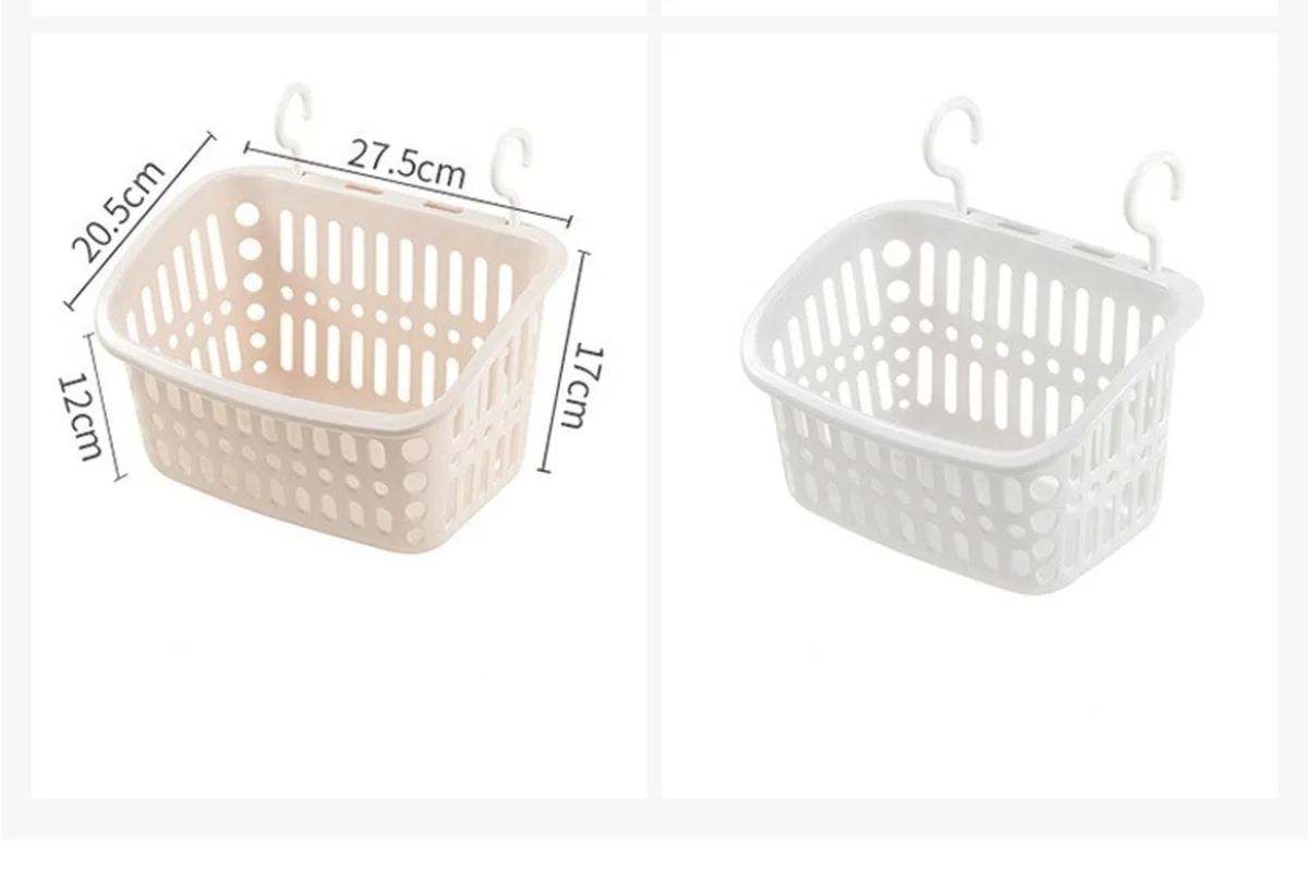 Household Back Hanging Plastic Storage Basket Kitchen Bathroom