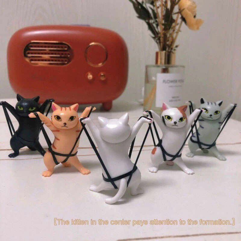 5 PCs Dancing Cat Figure Decoration Animation Cat Model Fashion Toy Enchanting Cat Capsule Toy Doll Cake Decoration 4