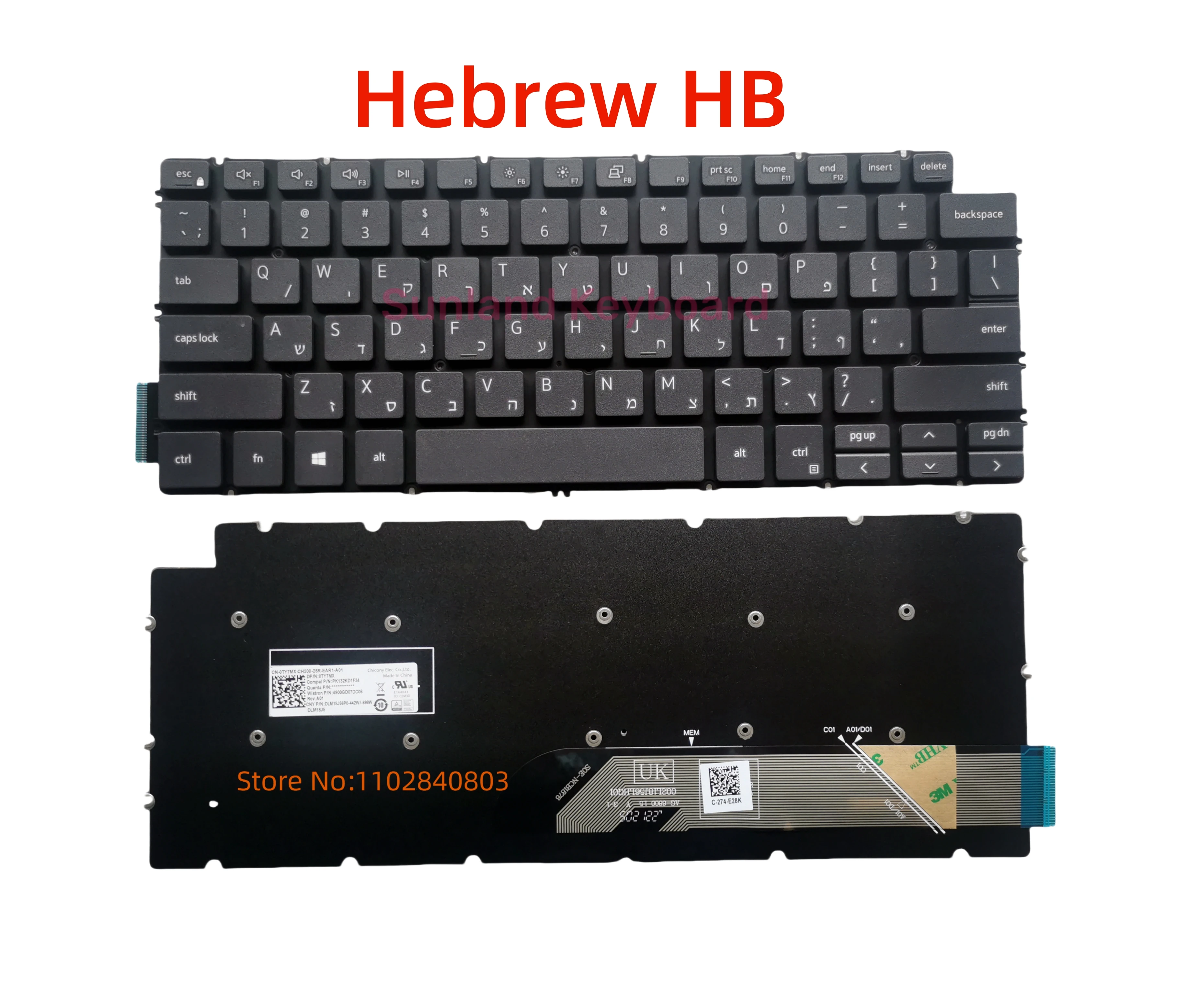 NEW Original Latin Portugal PT Hebrew HB laptop Keyboard for DELL Inspiron 14 5490 5494 P42E P83F 5493 5498 7490 7491