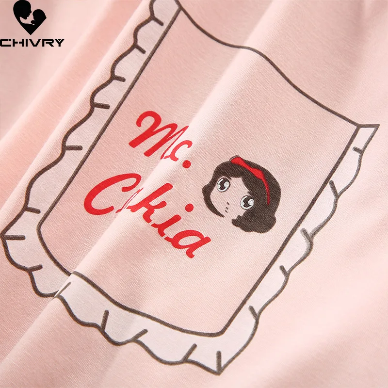 Nuove ragazze moda camicie da notte estate manica corta bavero stampa cartone animato pigiameria pigiama bambini ragazze vestito da notte allentato Homewear