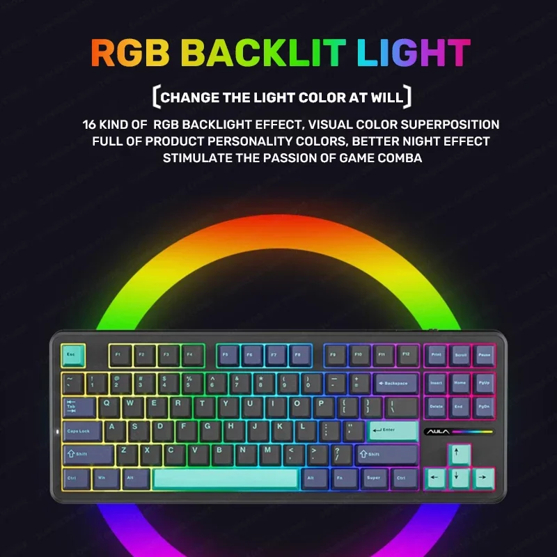 Pro Teclado Mecânico sem Fio para Jogos 87 Chaves Bluetooth 2.4g com Fio Rgb Hotswap Gamer sem Contato Aula-f87 - Imagem 2