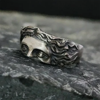 Anello Uomo Maschera Venus in Stile Retrò con Argento Thai