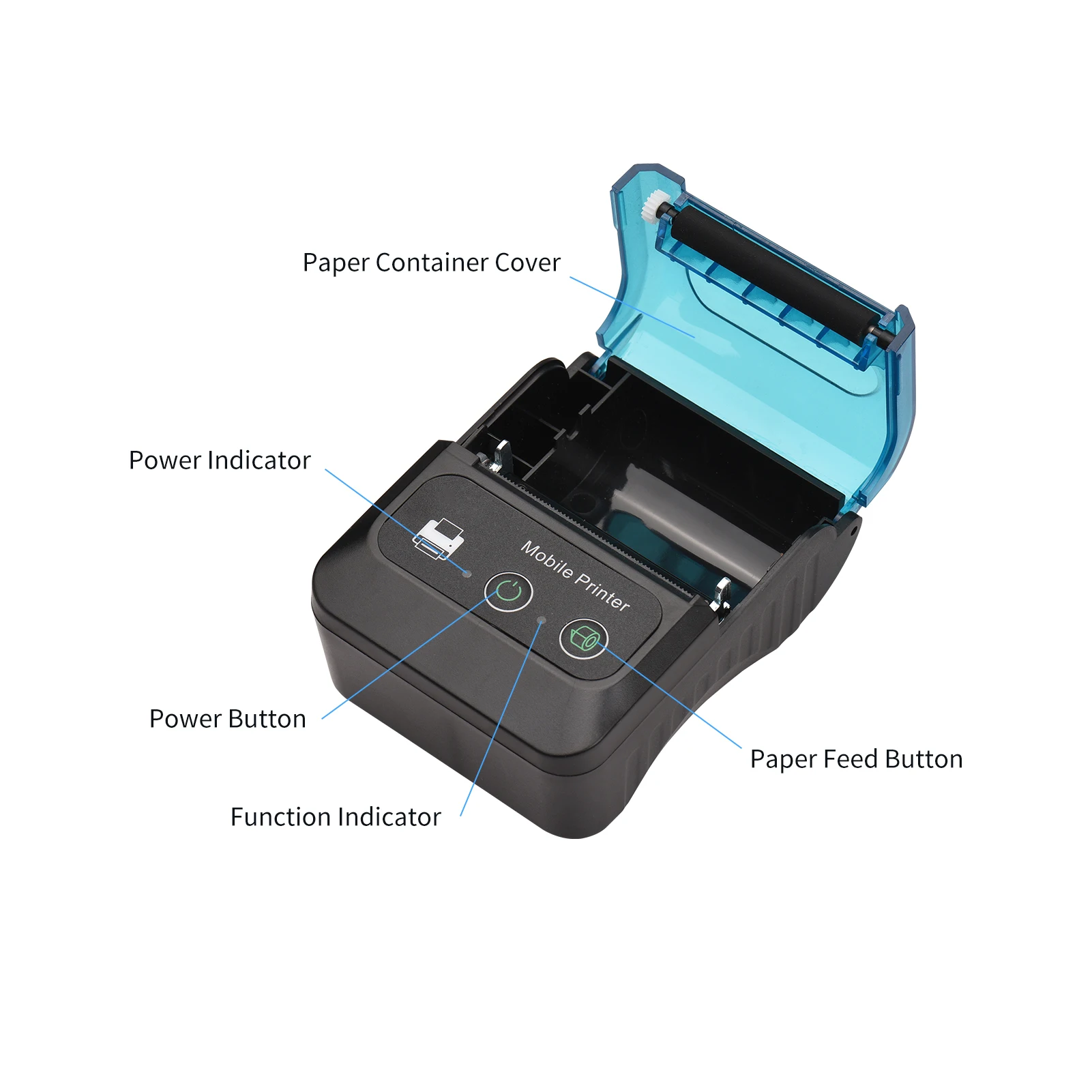 Bisofice PT280 Portable 58mm Receipt Thermal Printer 2 Inches Mini Mobile Pocket Printers Wireless BT for Office Market Resta