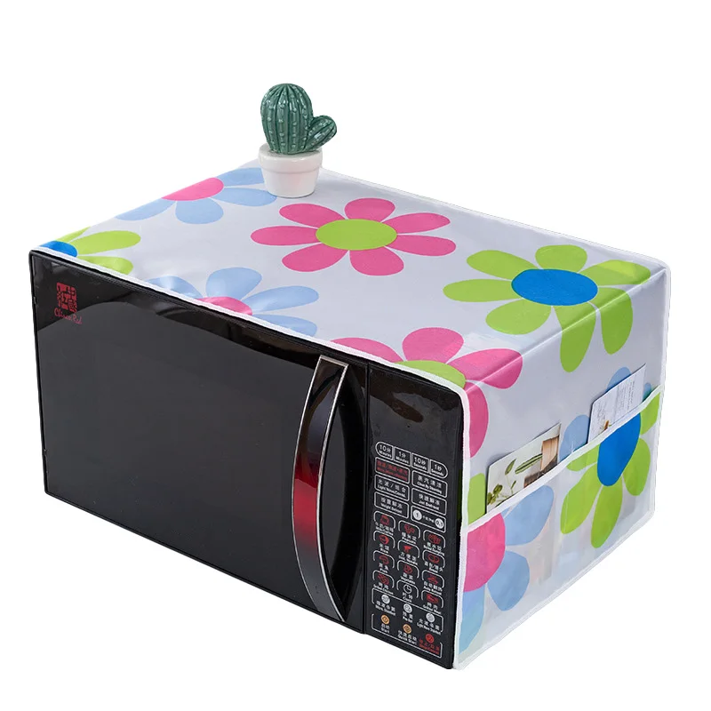 Microwave Oven Dust Cover Household Appliances Dust Cloth With Side Storage Bag Smooth Surface Waterproof Wear Resistance Covers