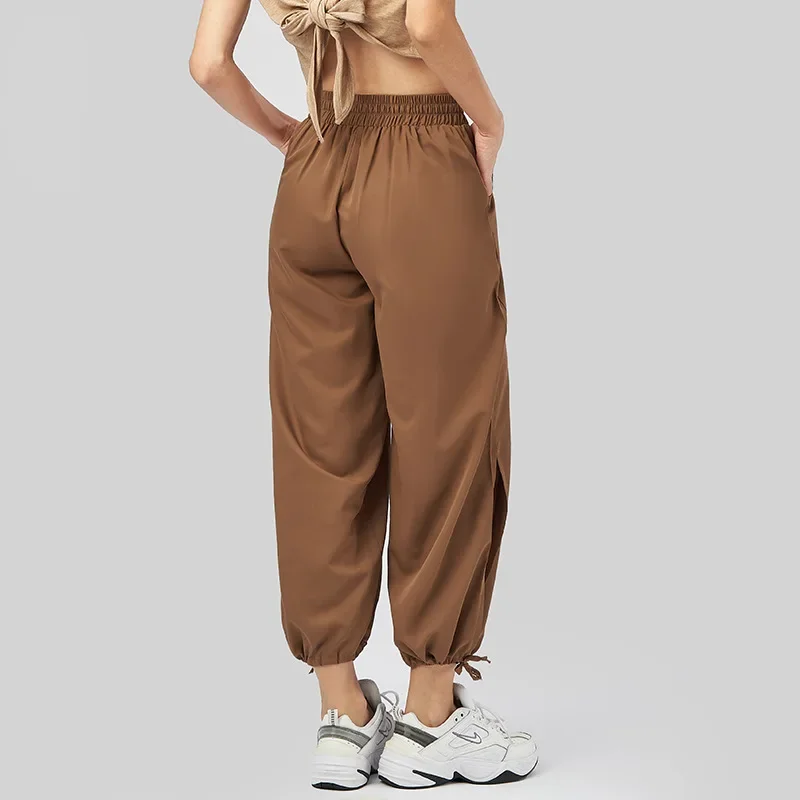 New Casual Loose-Fit Sweatpants For Women Quick Dry Wide Leg Slimming Drawstring Micro Movement Trendy Cropped Pants