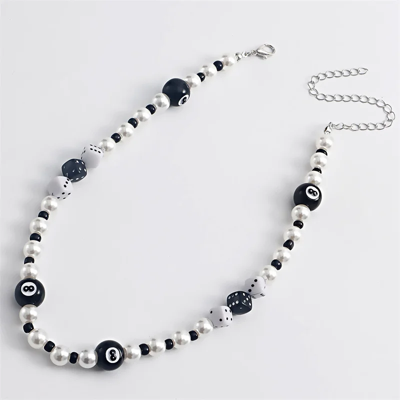 Colorful Dice Beaded Choker Necklace - Resin & Alloy Punk Jewelry For Women (33+7cm, Hypoallergenic)