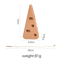 Wooden Lacing Shoe Toy Set for Learning and Creativity (Cheese)
