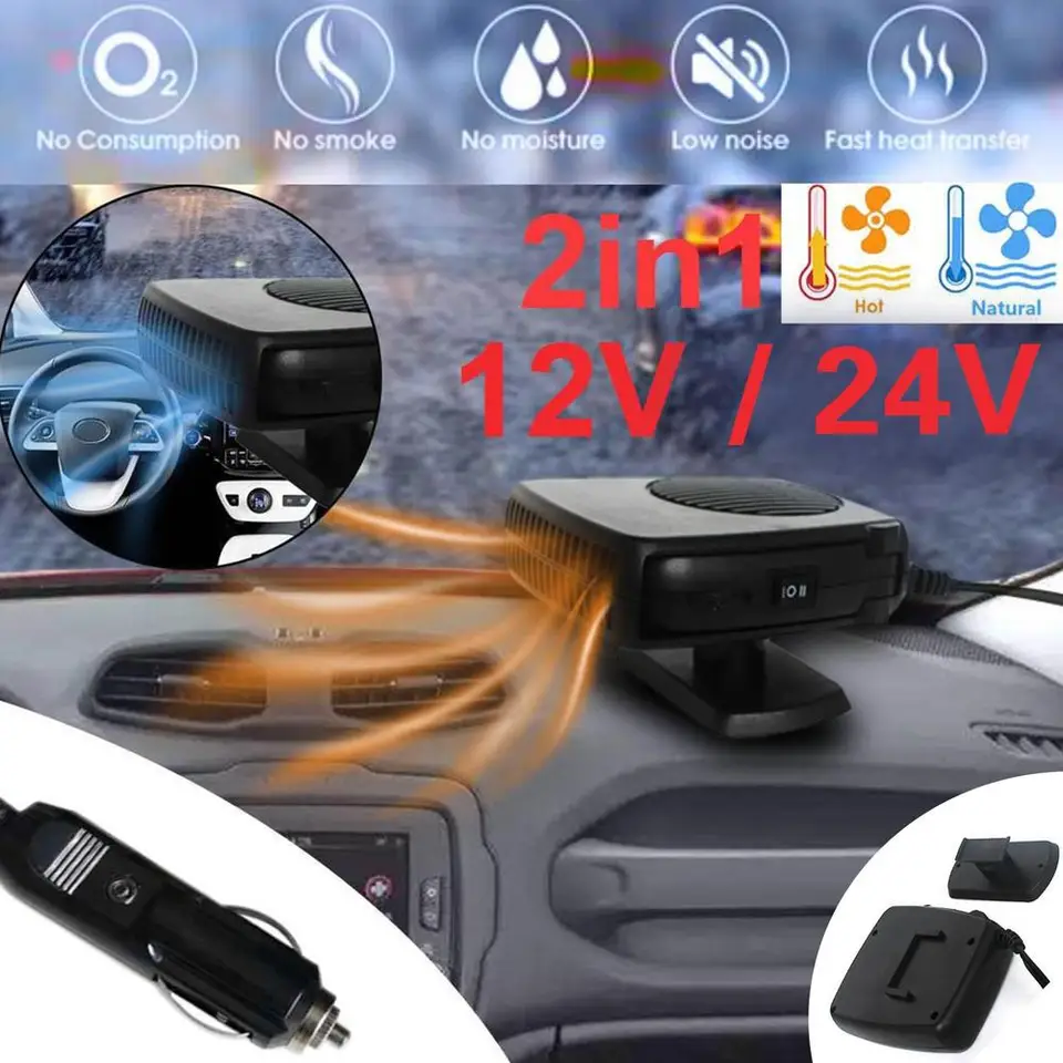 Riscaldatore Portatile Per Auto 12V 200W – Ventola Riscaldante E Sbrinatore Con Base Girevole