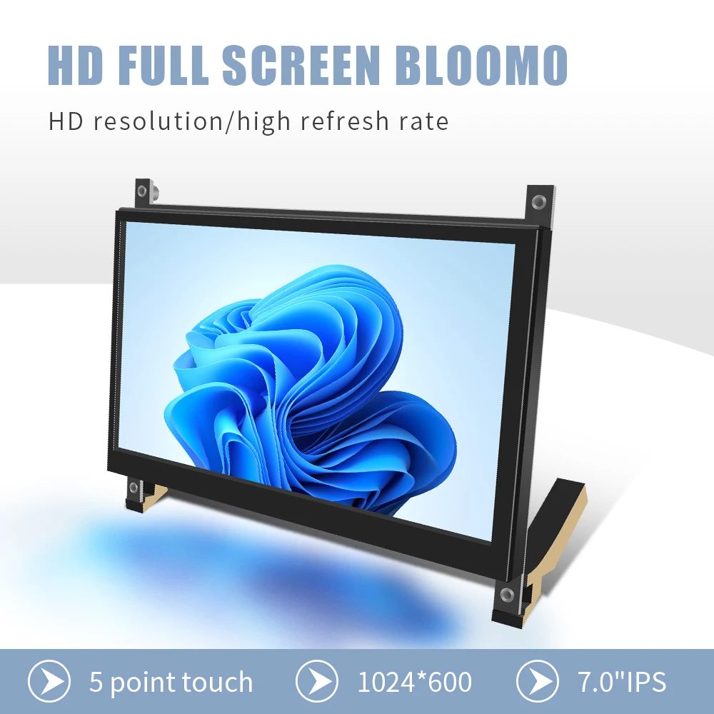 7008 7 Inch IPS Touch Screen Monitor Panel hdmi raspberry display LCD capacitive Touch HDMI Display 1024x600 Portable HD Display sunfounder 7 inch touchscreen for rpi4 1024x600 ips display usb hdmi portable mini monitor raspberry pi board not included