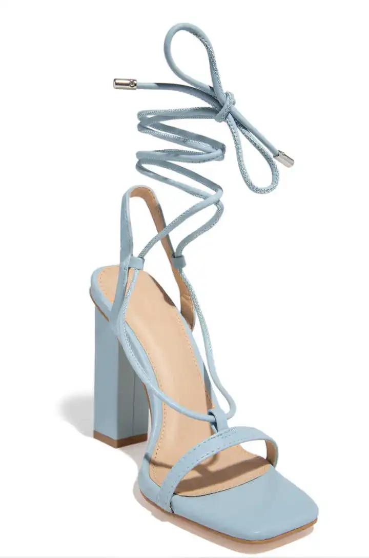 Square heels solid color high heel women's sandals