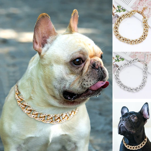 Pet Necklace for Dog Luxury Full Diamond Iced out Cuban Link Chain Collar  Gold Color Metal Cuban Chain Pet Jewelry Accessories - AliExpress