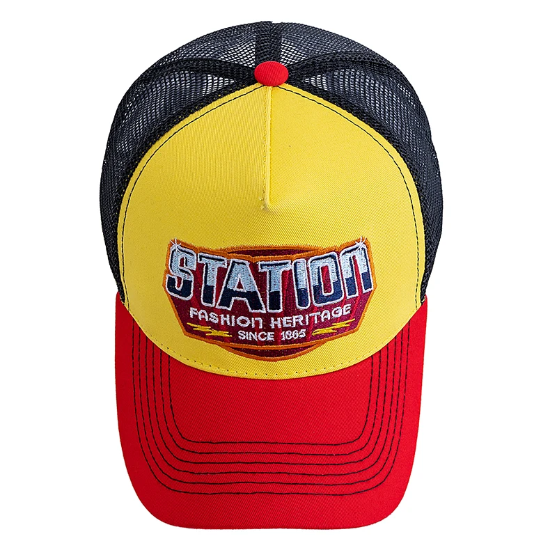 Unisex Rich Color Baseball Cap Classic STATION Letter Pattern Mesh Cap Men And Women Breathable Summer Trucker Hat