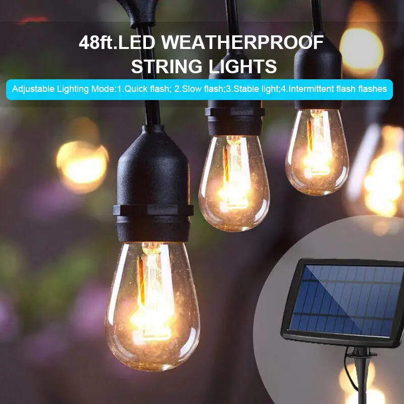 48FT Festoon String Lights Kits Christmas Wedding Party Indoor Outdoor IP65