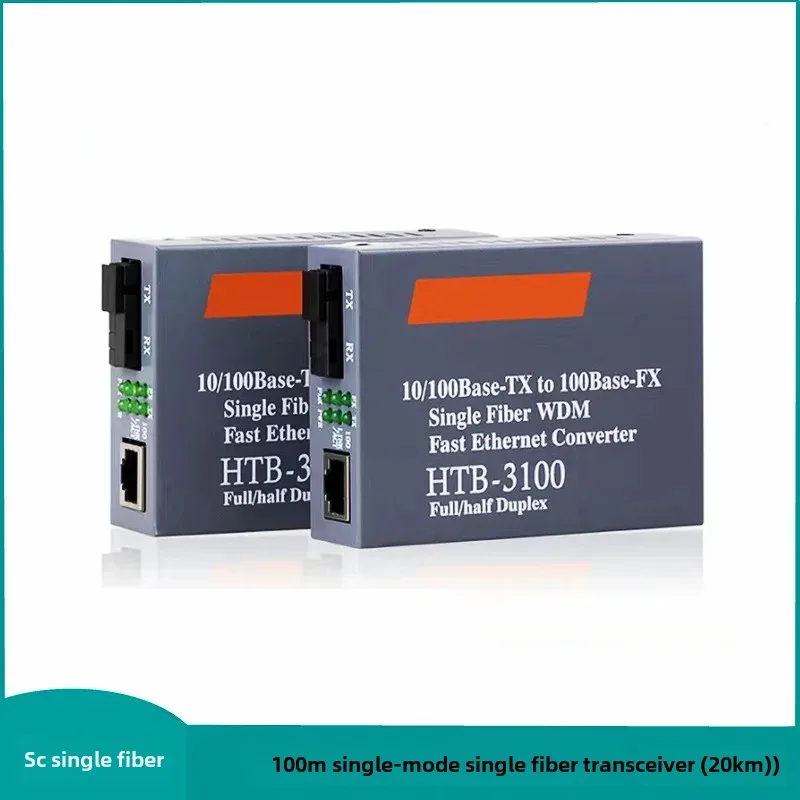 HTB-3100 SC Single Mode Single Fiber 100M Fiber Optic Transceiver Converter 20km Pair for Telecommunications And Networking