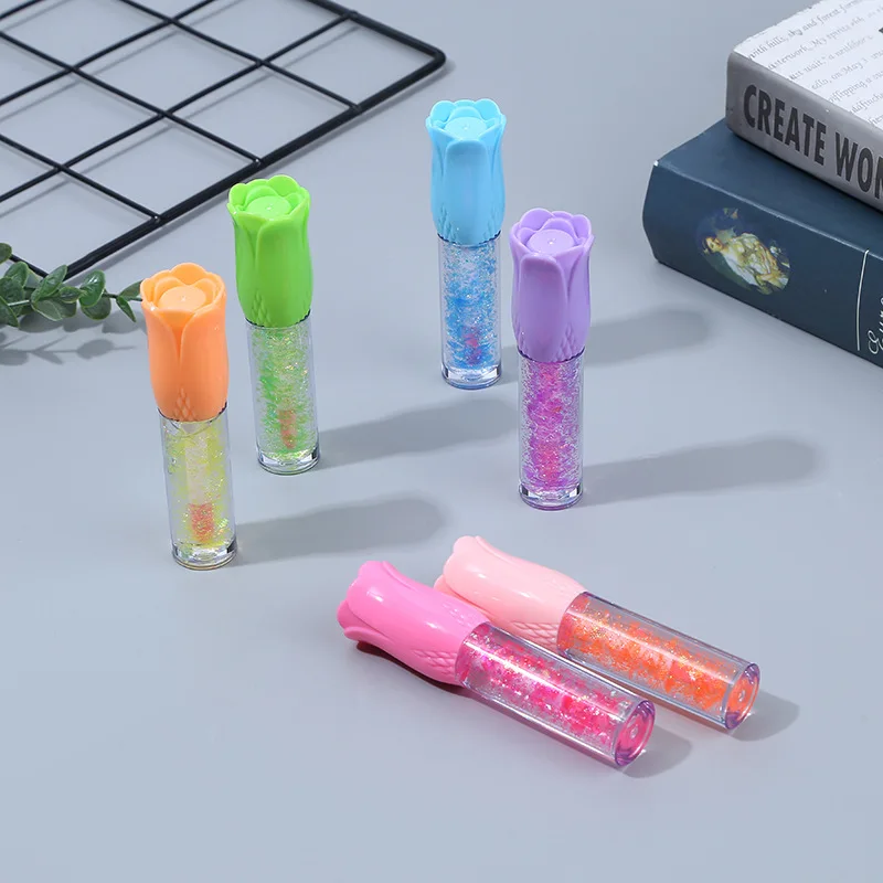 24Pcs Rose Flower Lip Gloss Color Change Natural Moisturizing Lip Gloss  Girls Lip Oil Kawaii Lips Makeup Wholesale 3