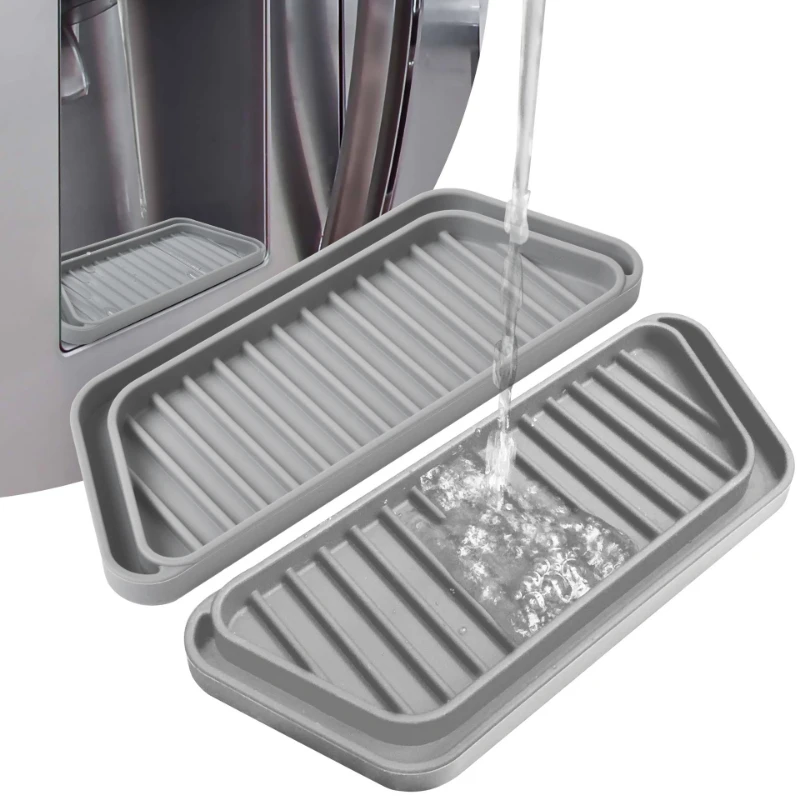 Reusable kitchen Fridge Accessories refrigerator Anti splash & overflow drainage mat silicone refrigerator drip catcher tray 5