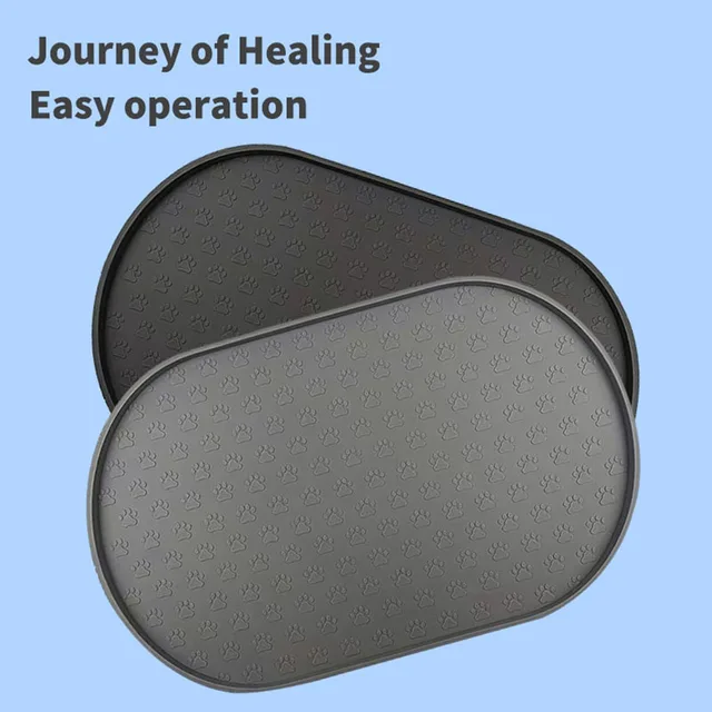 6-color available pet meal MATS, dog eating MATS, pet dog feeding MATS, silicone material, oval shape, easy to clean