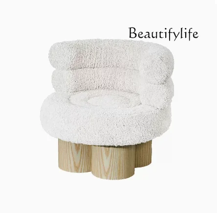 

Lazy Sofa Simple Creative Casual White Lambswool Small Apartment Single Sofa Chair Living Room