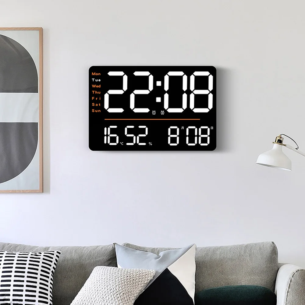 Led Digital Wall Clock 12/24h Adjustable Brightness Temperature Humidity Display Table Alarm Clock Home Decor Wall Clocks digital wall clock