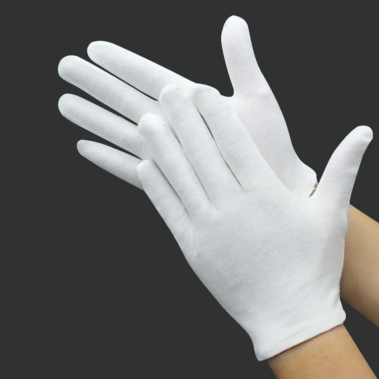 Cotton Gloves 12 Pairs For Dry Hands Moisturizing Eczema Inspection Work Serving Washable Stretchable Cloth