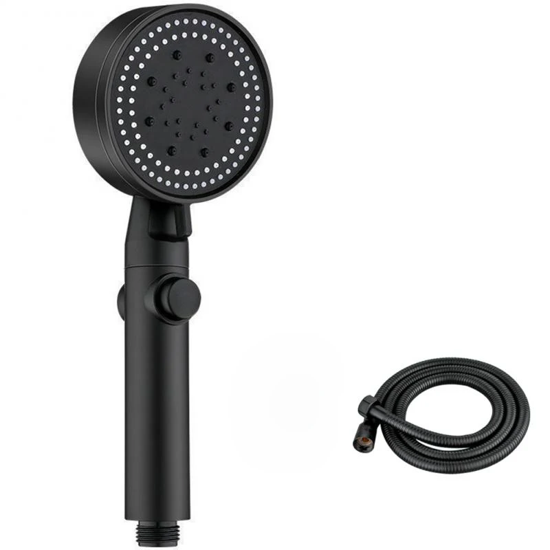 Shower Head Five-Speed Adjustable Large Water Spray Multi-Function Supercharged Water Saving Shower Head Black Silver Shower Single Head