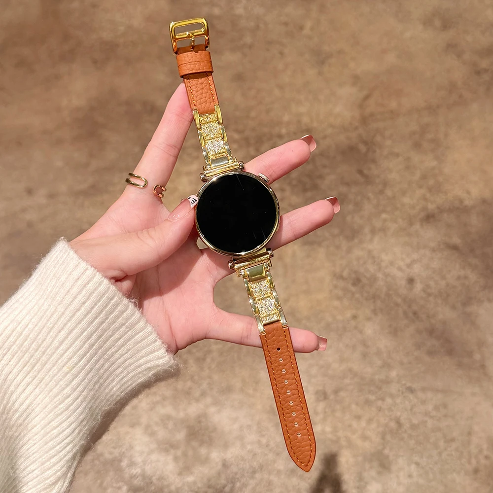Elegant Diamond-Accented Women's Metal Watch Strap Bracelet