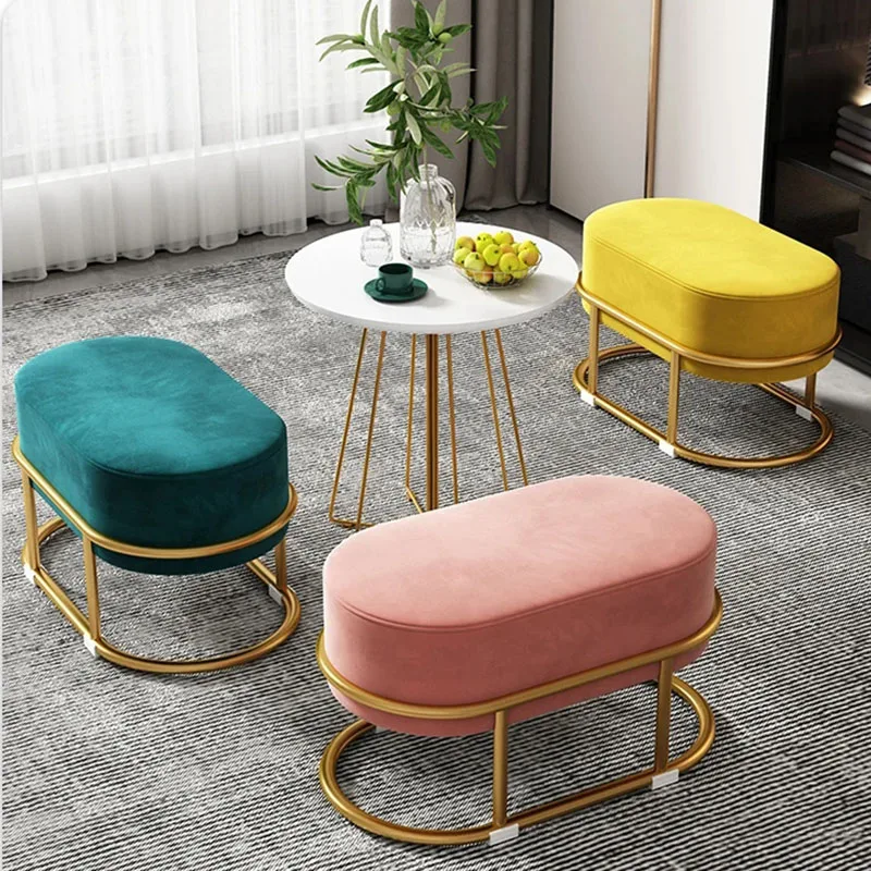 

Metal Nordic Step Stool Modern Living Room Pedicure Makeup Rectangle Small Bathroom Foot Stool Pedicure Mueble Bedroom Furniture