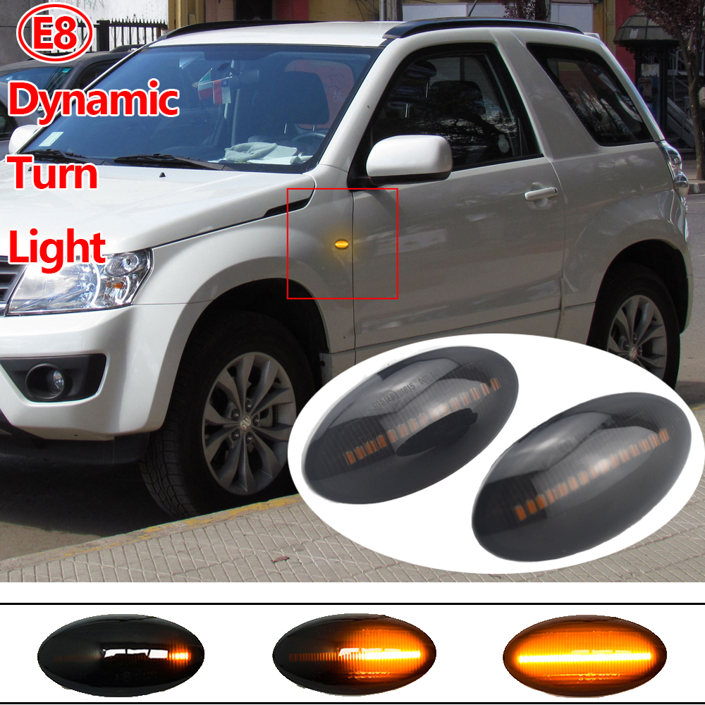 1 Pair Dynamic LED Side Marker Turn Signal Lights Indicator Amber Repeater Car Lights For Suzuki Swift Jimmy Vitara SX4 Alto
